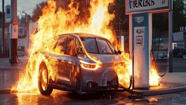 Electric Vehicle Catches Fire at Local Charging Station: Wha